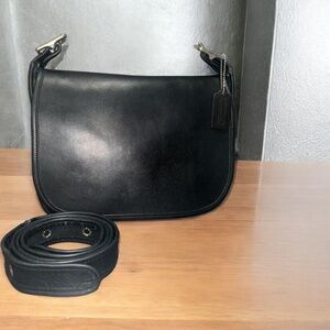 VTG Coach Purse Black Leather Nickel Patricia Legacy Shoulder Bag 9951